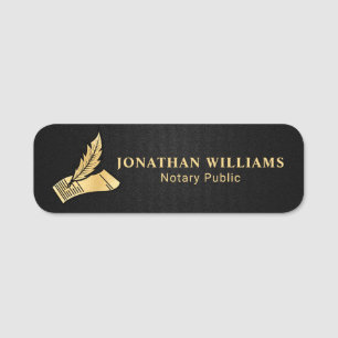 Elegant Black & Gold Notary Public Name Tag