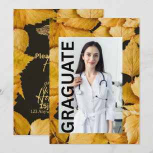 Elegant Black Gold Nursing Graduation Invitation a