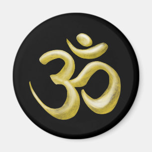 Elegant Black Gold Om Sanskrit Symbol Magnet