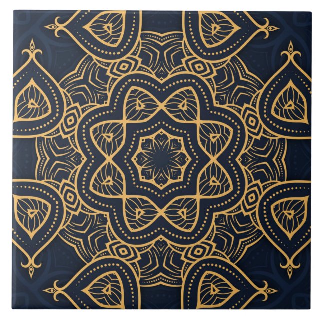 elegant black gold pattern tile (Front)