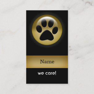 elegant black gold paw print pet Business Card
