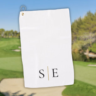 Elegant Black Gold Personalized Monogram  Golf Towel