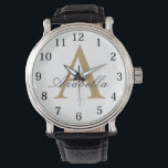 Elegant Black Gold  Personalized Monogram  Name  Watch<br><div class="desc">Personalized tote bags are perfect for yourself,  or as a gift! These are also the perfect bride's gift or proposal gift.</div>