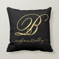 Elegant Black Gold Personalized Name Monogrammed