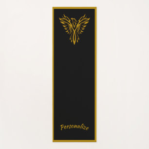 Elegant Black Gold Phoenix Rising Zen Yoga Namaste Mat