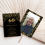 Elegant Black Gold Photo 60th Birthday Party  Invitation<br><div class="desc">Elegant Black Gold Photo 60th Birthday Party Invitation</div>