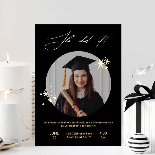 Elegant Black Gold Photo Graduation Party (Creator Uploaded)