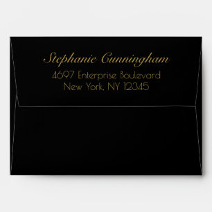 Elegant Black & Gold Preprinted Return Address Envelope