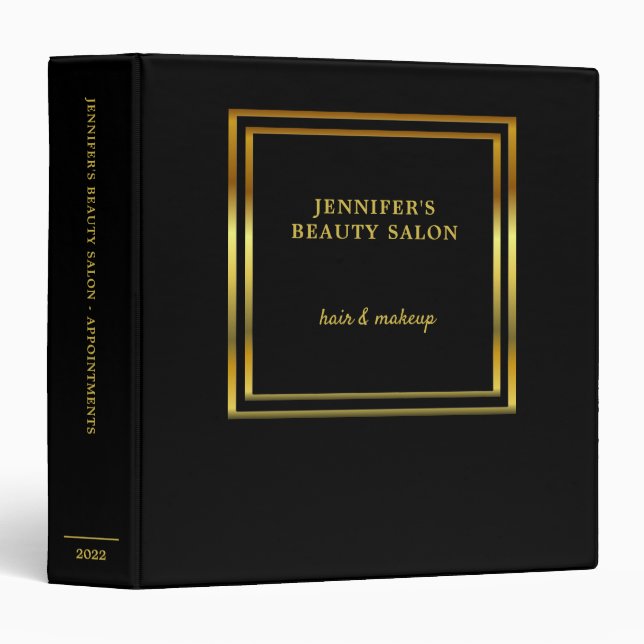 Elegant black gold professional appointment book 3 binder (Front/Spine)