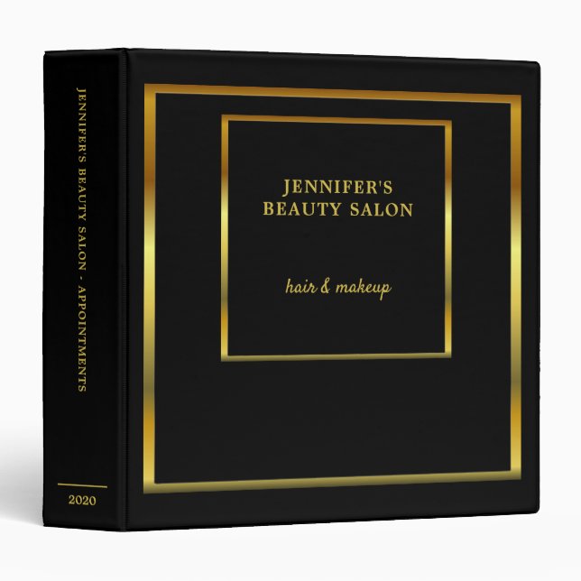 Elegant black gold professional appointment book 3 binder (Front/Spine)