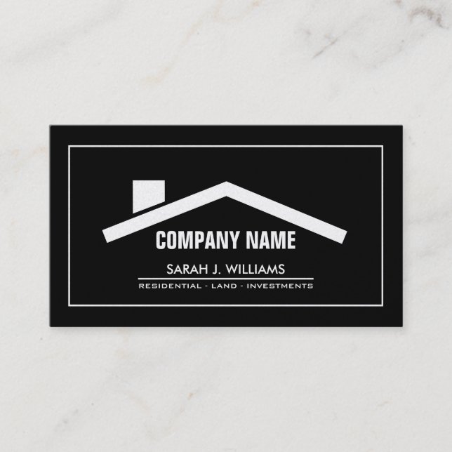 Elegant Black & Gold Professional Real Estate Business Card (Front)