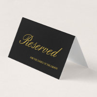 Elegant Black & Gold Reserved Wedding Table Card