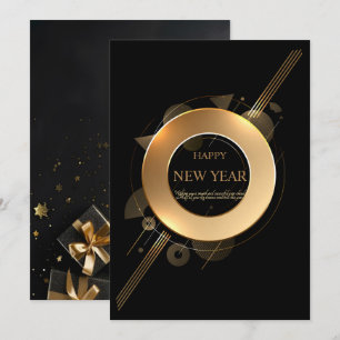 Elegant Black & Gold Ring 5" x 7" Luxury New Year  Holiday Card