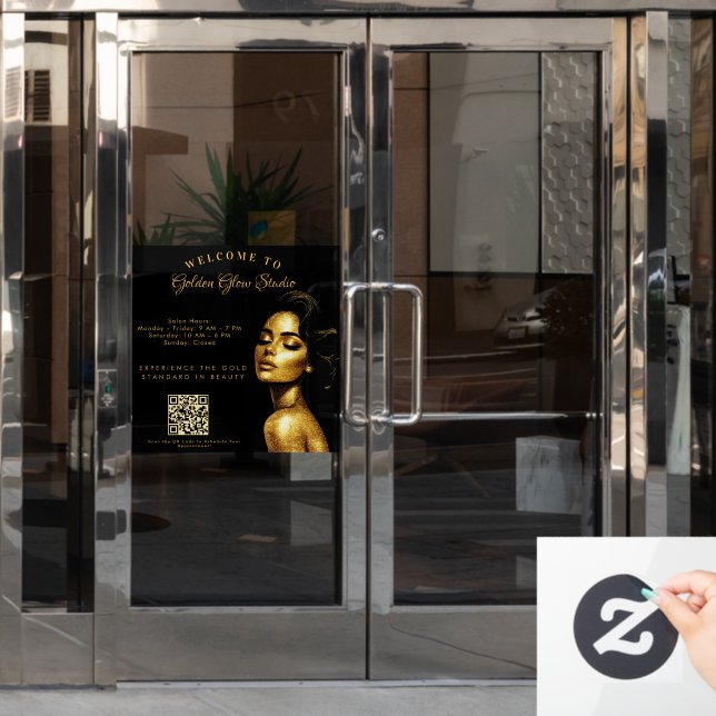 Elegant Black & Gold Salon Custom Business  Window Cling (Office Door)