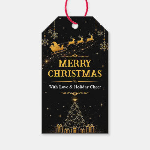 Elegant Black Gold Santa Christmas Gift Tags