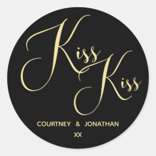 Elegant Black Gold Saying with Customizable Name Classic Round Sticker