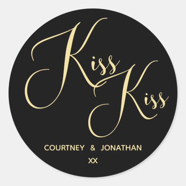 Elegant Black Gold Saying with Customizable Name Classic Round Sticker (Front)