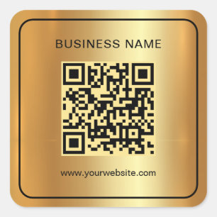 Elegant Black & Gold Scan QR Code Custom Text Square Sticker
