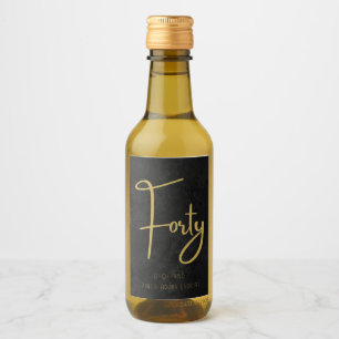 Elegant Black & Gold Script Forty Modern Birthday Wine Label