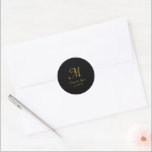Elegant Black & Gold Script Monogram Wedding  Classic Round Sticker<br><div class="desc">Elegant Black & Gold Script Monogram Wedding Classic Round Sticker</div>