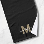 Elegant Black Gold Script Name Monogram Hand Towel<br><div class="desc">Personalized Custom Create Your Own Elegant Black Gold Script Name Monogram Hand Towel. Add a touch of elegant simplicity to your bathroom with this glamourous monogrammed hand towel, designed with a tri-fold style for a neat, refined look. Featuring a bold gold initial (note: the gold is a flat colour with...</div>