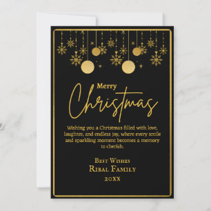 Elegant Black & Gold Snowflake Merry Christmas  Invitation