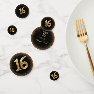 Elegant Black & Gold Sparkle Table Confetti