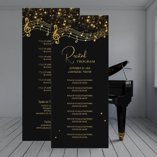 Elegant Black Gold Star Music Recital Program List