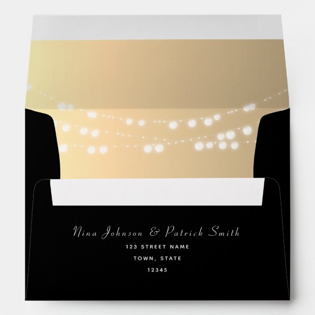 Élégant Black Gold String Lights 5x7 Enveloppe (Dos (Bas))