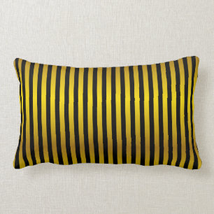 Elegant Black Gold Stripe Pattern Lumbar Pillow