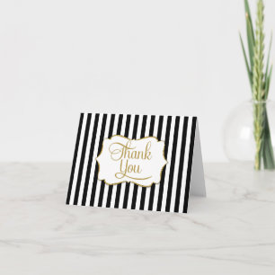 Elegant Black Gold Stripe Thank You