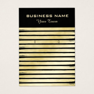 Elegant black gold striped earrings display card
