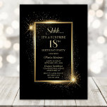 Elegant Black Gold Surprise 18th Birthday Party Invitation<br><div class="desc">This black and gold surprise 18th birthday invitation is designed to set the stage for a truly memorable celebration. The customizable text templates allow you to add the name of the honoured guest, the secret party details, and the venue with ease. Your loved one will be in for a night...</div>