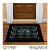 Elegant Black Gold Tartan Plaid Monogram