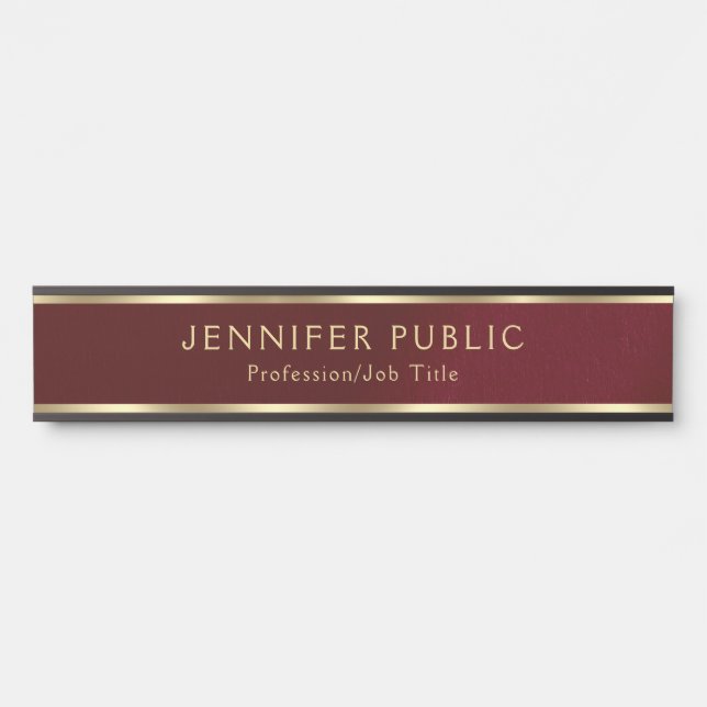 Elegant Black & Gold Text Home Office School Door Sign (Front)