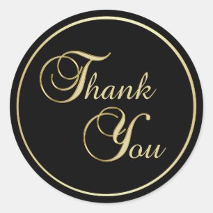 Elegant Black Gold Thank You Envelope Seals