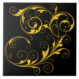 Elegant Black & Gold Tile