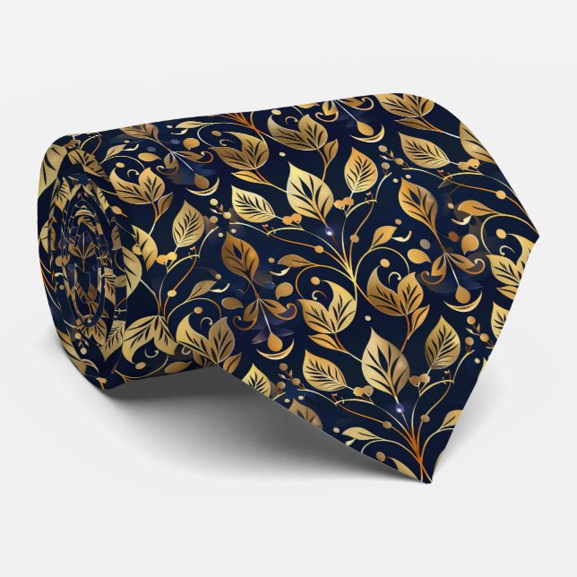 Elegant black gold tiled pattern  tie (Rolled)