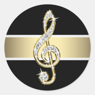 Elegant Black Gold Treble Clef Stickers