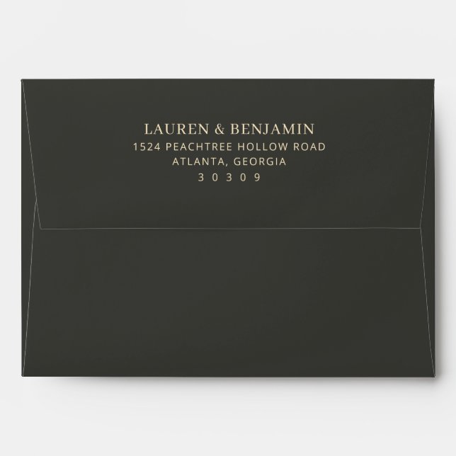 Elegant Black Gold Typographic Envelope (Back (Top Flap))