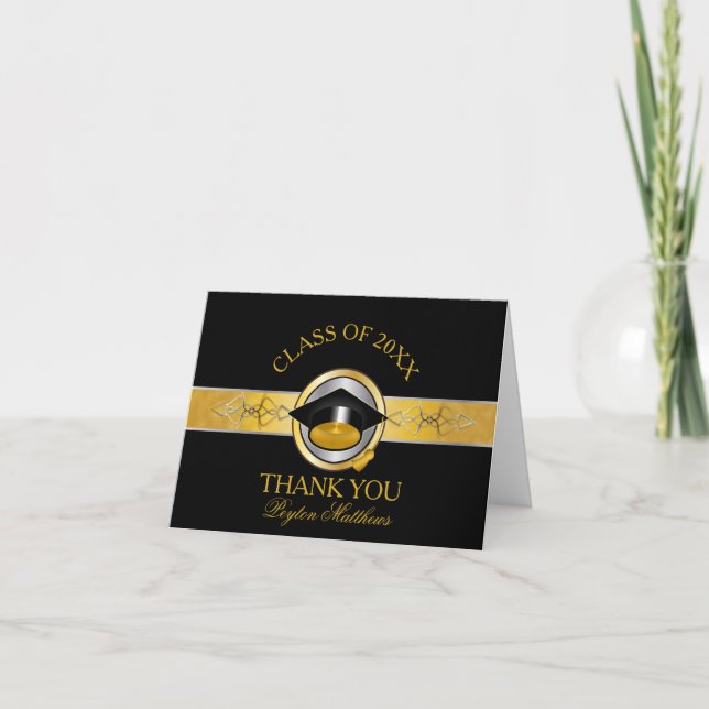 Élégant Black Gold University Merci de diplôme (Devant)