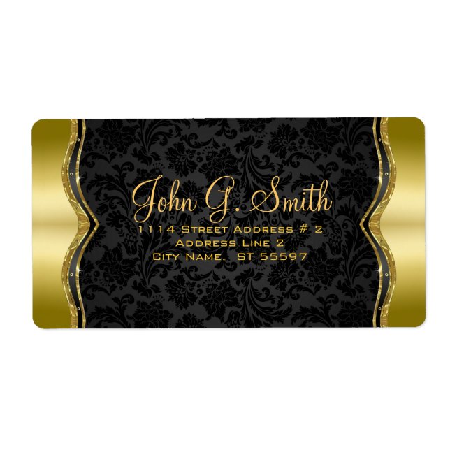 Elegant Black & Gold Vintage Floral Damasks (Front)