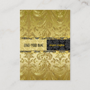 Elegant Black & Gold Vintage Floral Damasks 2 Business Card