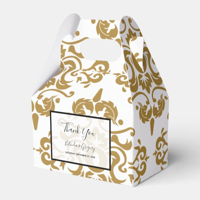 Elegant Black Gold Vintage Wedding Favor Box (Front Side)