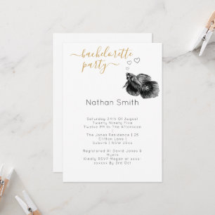 Elegant Black Gold Watercolor Fish Wedding Invitation
