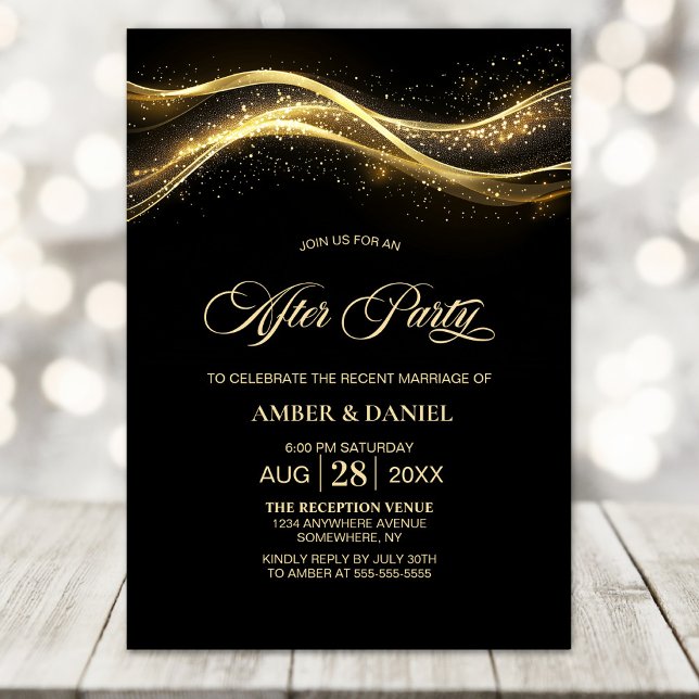 Elegant Black Gold Wedding After Party Invitation (Creator Uploaded)