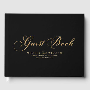 Elegant Black Gold Wedding Guest Book