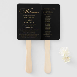 Elegant Black Gold Wedding Hand Fan