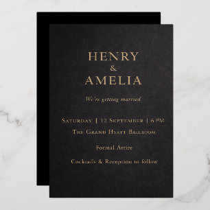 Elegant Black & Gold Wedding Invitation