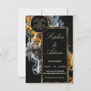 Elegant Black & Gold Wedding Invitation